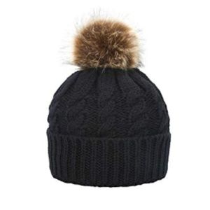 Womens Knit Fur Pom Hat